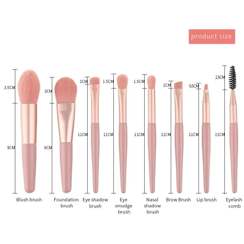 8 Pcs Mini Travel Makeup Brushes